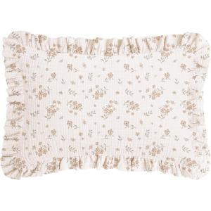 imageKonssy Flounce Muslin Toddler Pillowcase Soft Cotton Toddler Pillow Case for 13x18 Pillow Breathable Travel Kids Baby Pillowcases with Envelope Closure PinkFloral