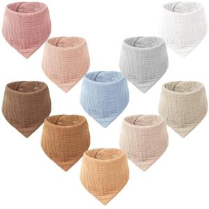 imageKonssy Muslin Baby Bibs 10 Pack Baby Bandana Drool Bibs 100 Cotton for Unisex Boys and Girls Soft Absorbent Set for Teething and DroolingCotton Candy