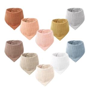 imageKonssy Muslin Baby Bibs 10 Pack Baby Bandana Drool Bibs 100 Cotton for Unisex Boys and Girls Soft Absorbent Set for Teething and DroolingYellow