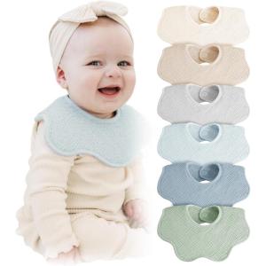 imageKonssy Muslin Baby Bibs 100 Cotton Absorbent Bandana Drool Bibs for Teething and Drooling 6Pack for Baby Boys ampamp GirlsBlue