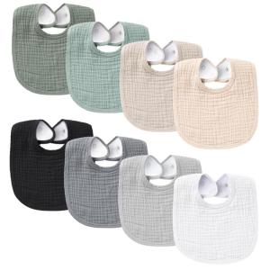imageKonssy Muslin Baby Bibs 8 Pack Baby Bandana Drool Bibs Cotton for Unisex Boys and Girls Soft Absorbent Set for Teething and DroolingBlack