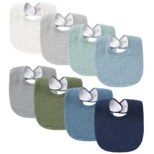 imageKonssy Muslin Baby Bibs 8 Pack Baby Bandana Drool Bibs Cotton for Unisex Boys and Girls Soft Absorbent Set for Teething and DroolingBlue