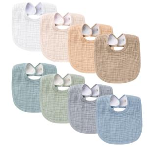 imageKonssy Muslin Baby Bibs 8 Pack Baby Bandana Drool Bibs Cotton for Unisex Boys and Girls Soft Absorbent Set for Teething and DroolingClay