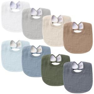 imageKonssy Muslin Baby Bibs 8 Pack Baby Bandana Drool Bibs Cotton for Unisex Boys and Girls Soft Absorbent Set for Teething and DroolingGrey