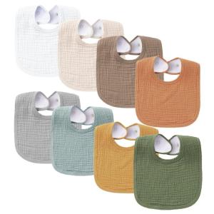 imageKonssy Muslin Baby Bibs 8 Pack Baby Bandana Drool Bibs Cotton for Unisex Boys and Girls Soft Absorbent Set for Teething and DroolingNeutral