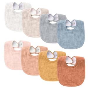 imageKonssy Muslin Baby Bibs 8 Pack Baby Bandana Drool Bibs Cotton for Unisex Boys and Girls Soft Absorbent Set for Teething and DroolingPink