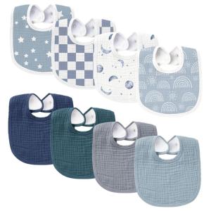 imageKonssy Muslin Baby Bibs 8 Pack Baby Bandana Drool Bibs Cotton for Unisex Boys and Girls Soft Absorbent Set for Teething and DroolingSage