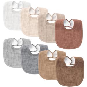 imageKonssy Muslin Baby Bibs 8 Pack Baby Bandana Drool Bibs Cotton for Unisex Boys and Girls Soft Absorbent Set for Teething and DroolingTerracotta