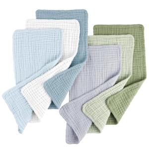 imageKonssy Muslin Baby Burp Cloths 6 Pack Soft Absorbent 100 Cotton Burping Clothes for Newborns Baby Boys and Girls UnisexBlue