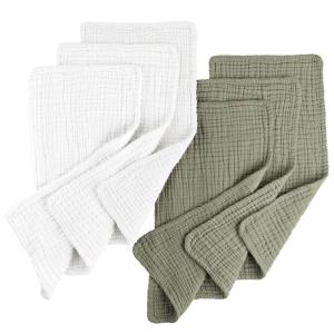 imageKonssy Muslin Baby Burp Cloths 6 Pack Soft Absorbent 100 Cotton Burping Clothes for Newborns Baby Boys and Girls UnisexFog Green