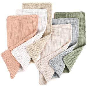 imageKonssy Muslin Baby Burp Cloths 6 Pack Soft Absorbent 100 Cotton Burping Clothes for Newborns Baby Boys and Girls UnisexGreen