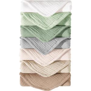 imageKonssy Muslin Baby Burp Cloths Sets for Unisex 7 Pack Soft 100 Cotton Burping Clothes for NewbornBaby Girls and BoysGreen