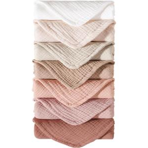 imageKonssy Muslin Baby Burp Cloths Sets for Unisex 7 Pack Soft 100 Cotton Burping Clothes for NewbornBaby Girls and BoysPink