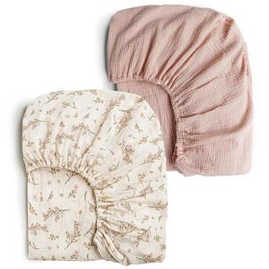 imageKonssy Muslin Crib Sheets for Girl Boy 2 PCS Soft and Breathable Cotton Baby Sheets for Standard Crib Mattress 52quotx 28quot Floral PinkFloral  Pink