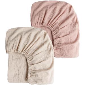 imageKonssy Muslin Crib Sheets for Girl Boy 2 PCS Soft and Breathable Cotton Baby Sheets for Standard Crib Mattress 52quotx 28quot Floral PinkPink  Cream