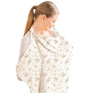 imageKonssy Muslin Nursing Cover for Baby Breastfeeding Breathable 100 Cotton Breastfeeding Cover with Rigid Hoop for Mother Nursing Apron Multiuse Carseat Canopy Summer WheatBlossom
