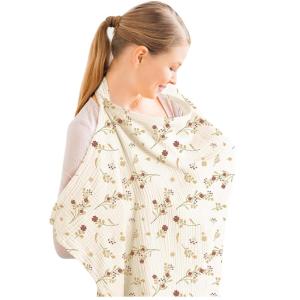 imageKonssy Muslin Nursing Cover for Baby Breastfeeding Breathable 100 Cotton Breastfeeding Cover with Rigid Hoop for Mother Nursing Apron Multiuse Carseat Canopy Summer WheatLovely Bouquet