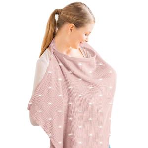 imageKonssy Muslin Nursing Cover for Baby Breastfeeding Breathable 100 Cotton Breastfeeding Cover with Rigid Hoop for Mother Nursing Apron Multiuse Carseat Canopy Summer WheatPink Sun