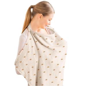 imageKonssy Muslin Nursing Cover for Baby Breastfeeding Breathable 100 Cotton Breastfeeding Cover with Rigid Hoop for Mother Nursing Apron Multiuse Carseat Canopy Summer WheatSun