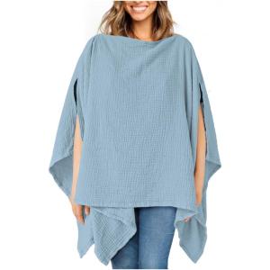 imageKonssy Muslin Nursing Cover for Breastfeeding 360 Full Privacy Breathable 100 Cotton Breastfeeding Cover Multiuse Carseat CanopyBlue