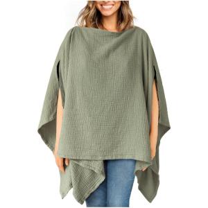 imageKonssy Muslin Nursing Cover for Breastfeeding 360 Full Privacy Breathable 100 Cotton Breastfeeding Cover Multiuse Carseat CanopyFog Green