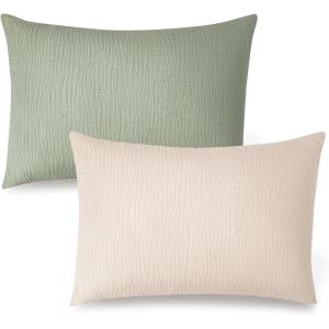 imageKonssy Muslin Toddler Pillowcase 13quotx18quot 2 Pack 100 Cotton Toddler Pillow Case for Kids Boys Girls Soft ampamp Snug Fit Baby Pillow Covers with Envelope Closure WoodlandSageTree  Fog Green