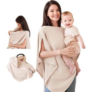 imageKonssy Nursing Cover for Breastfeeding Soft ampamp Breathable Privacy Poncho MultiUse Feeding Shawl Comfortable ampamp Portable Breastfeeding Cover for Women BeigeBeige