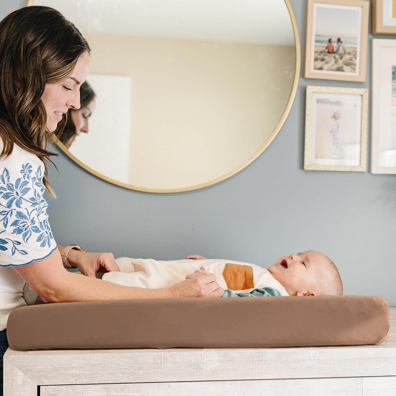imageKonssy 2 Pack Stretchy Changing Pad Covers for Girl Boy Silky Soft Changing Table Cover Breathable Baby Nursery Diaper Chang Pad Sheets BrownBeigeBrown Beige