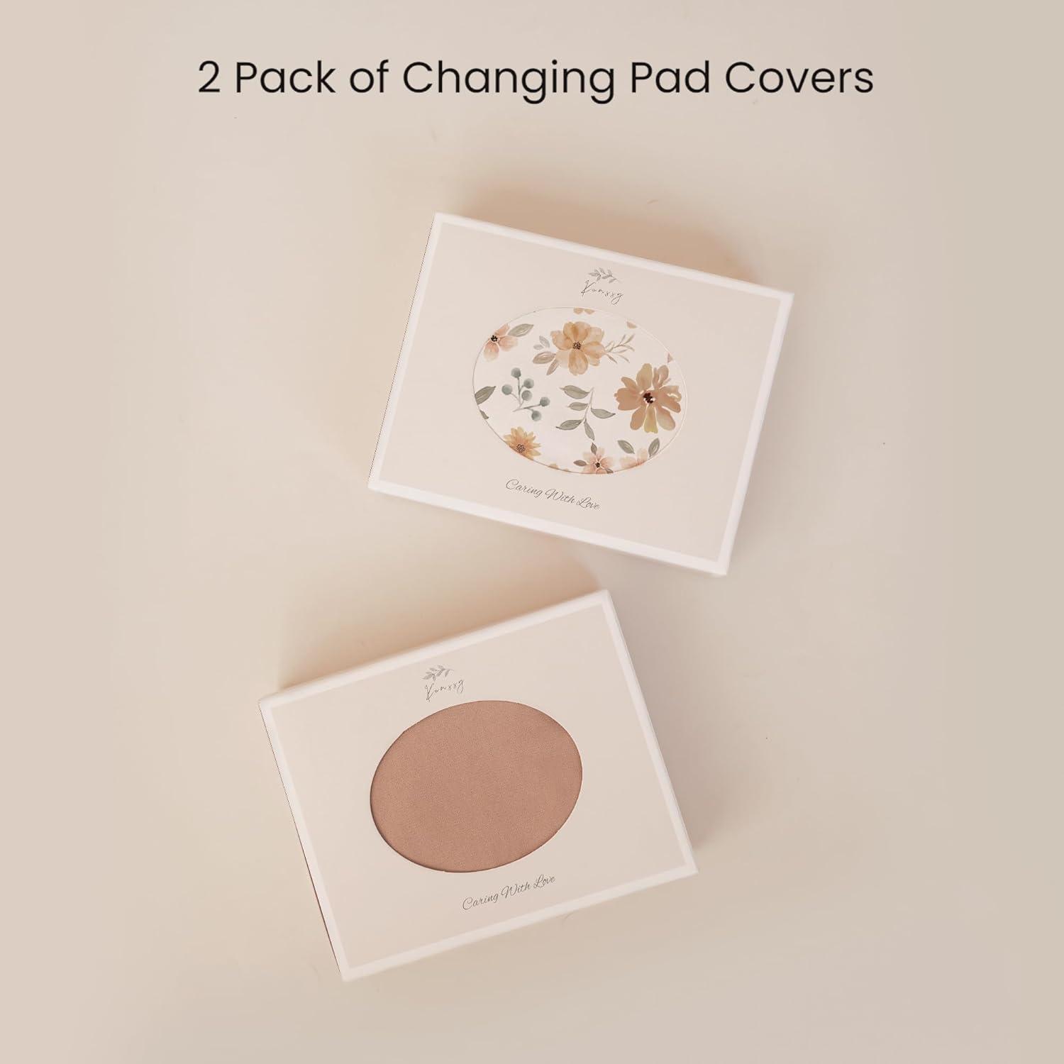 imageKonssy 2 Pack Stretchy Changing Pad Covers for Girl Boy Silky Soft Changing Table Cover Breathable Baby Nursery Diaper Chang Pad Sheets Pink SpringPinkToffee  Flourish