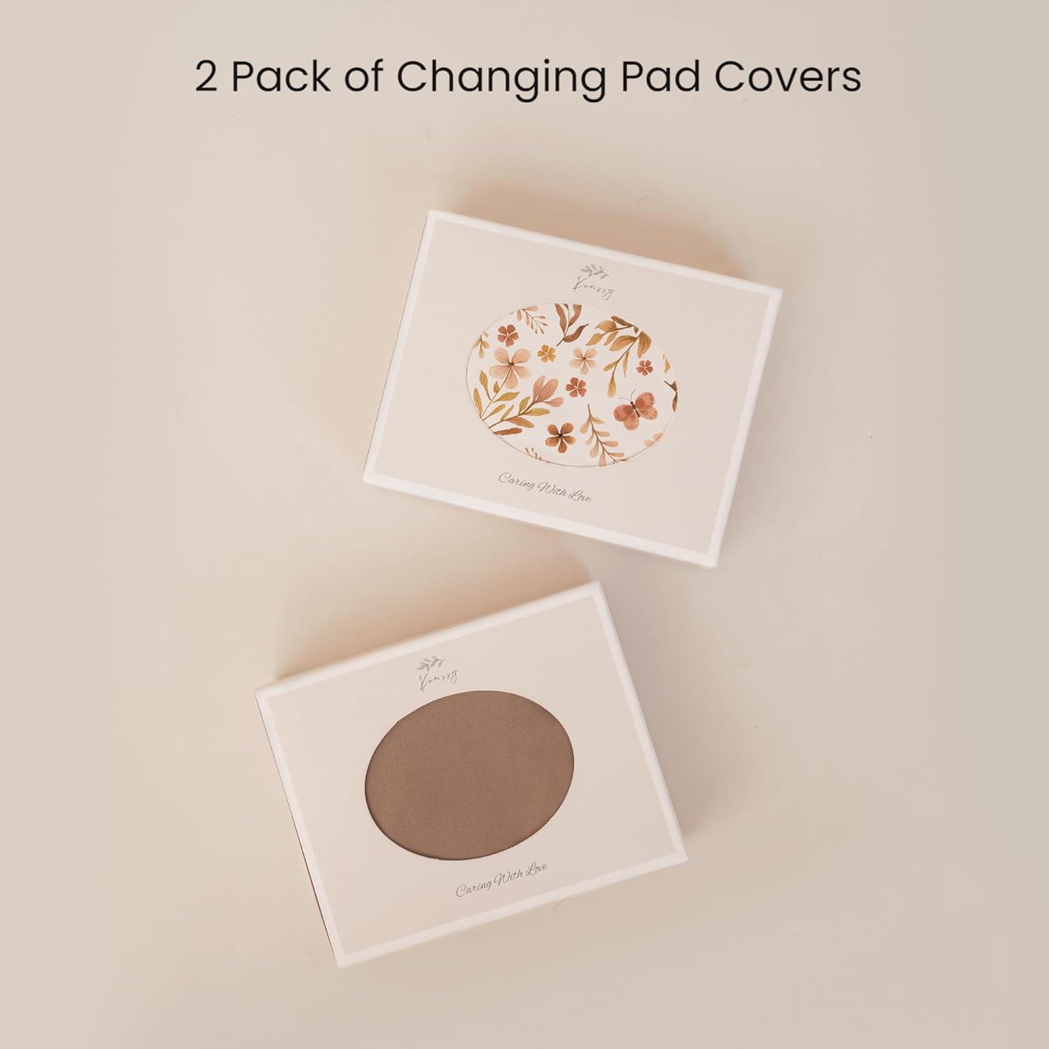 imageKonssy 2 Pack Stretchy Changing Pad Covers for Girl Boy Silky Soft Changing Table Cover Breathable Baby Nursery Diaper Chang Pad Sheets Pink SpringPinkAutumn Bloom Clay