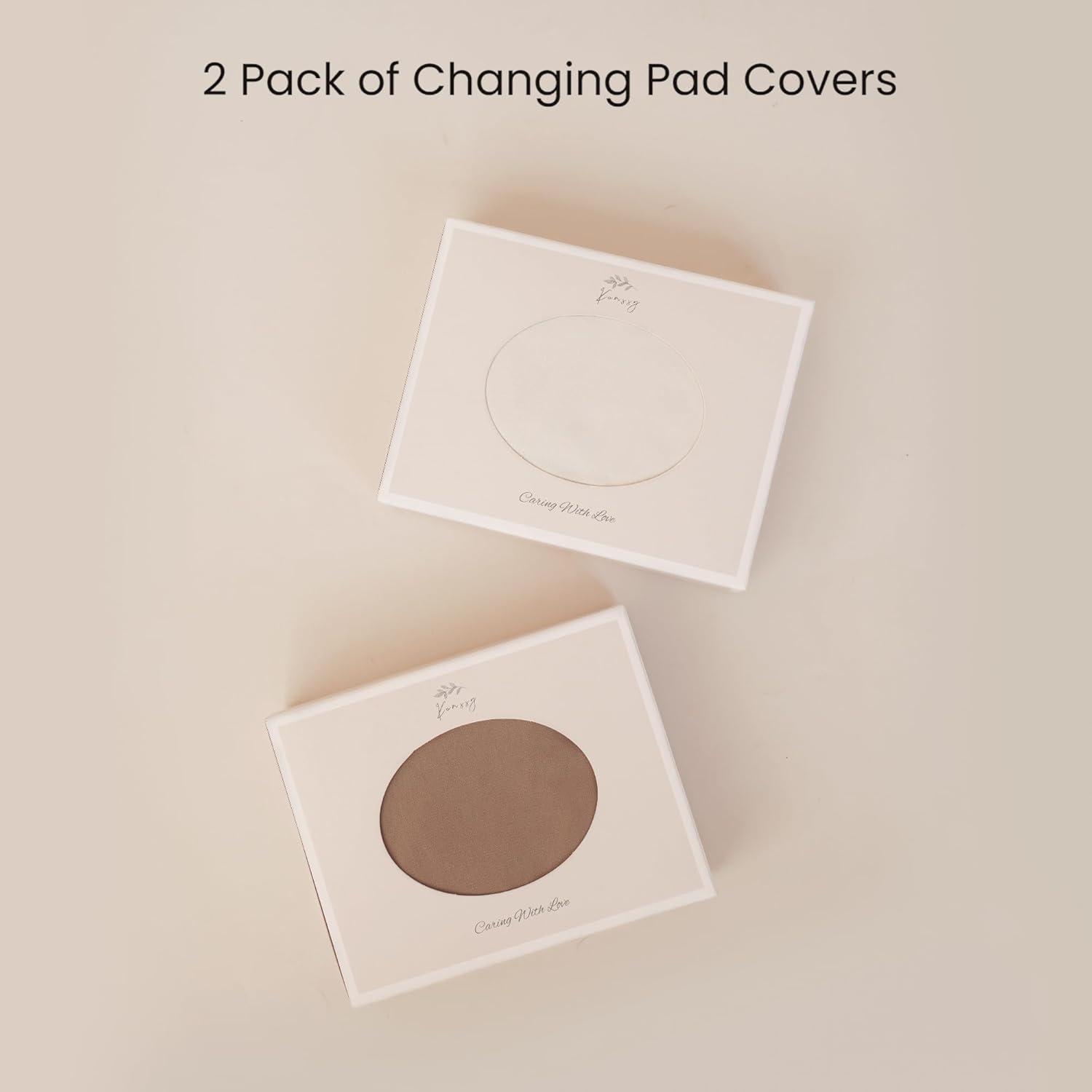 imageKonssy 2 Pack Stretchy Changing Pad Covers for Girl Boy Silky Soft Changing Table Cover Breathable Baby Nursery Diaper Chang Pad Sheets Pink SpringPinkBrown Beige