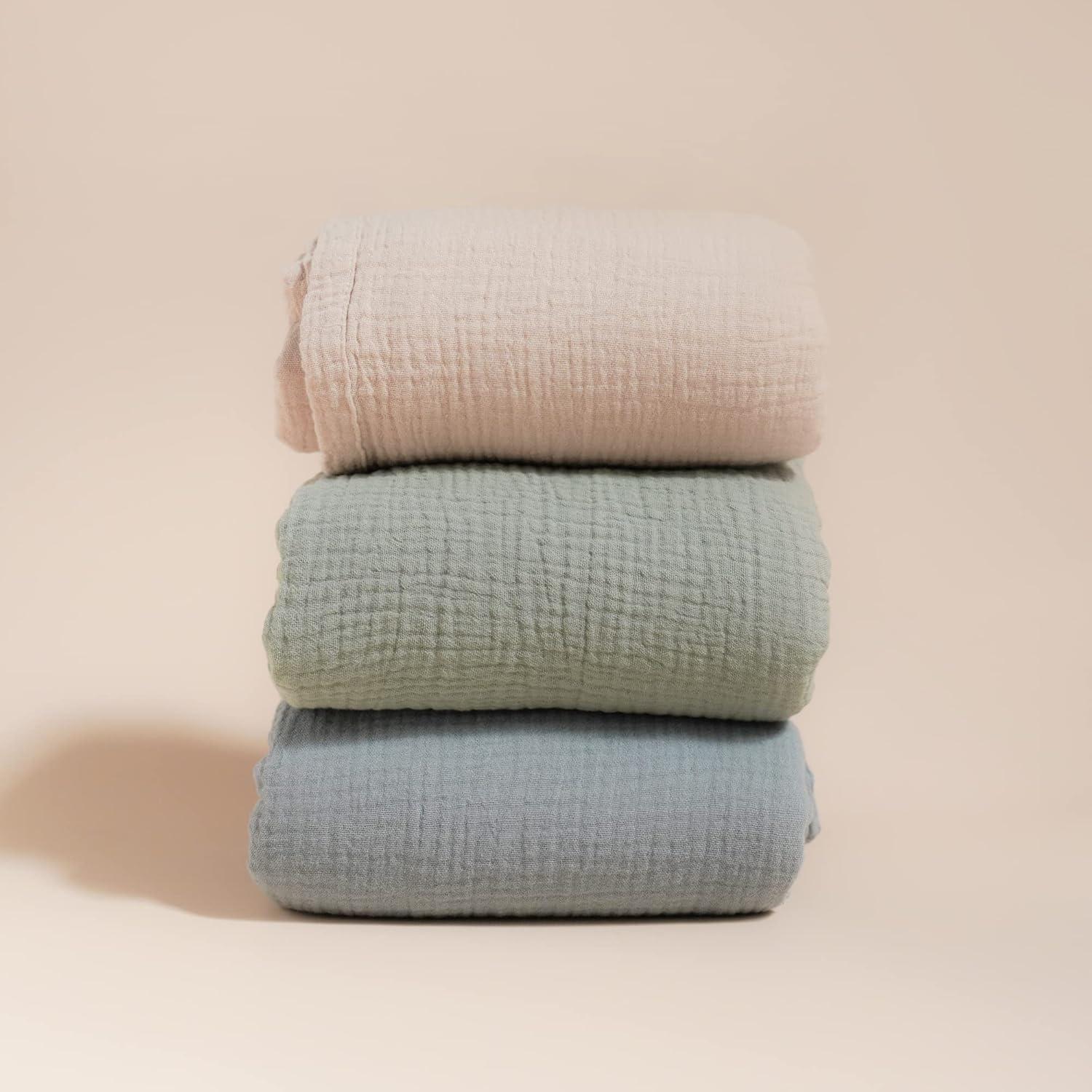imageKonssy 3 Pack Muslin Swaddle Blankets for Unisex Newborn Receiving Blanket Large 47 x 47 inches Soft Breathable Muslin Baby Swaddles for Boys ampamp GirlsBlue
