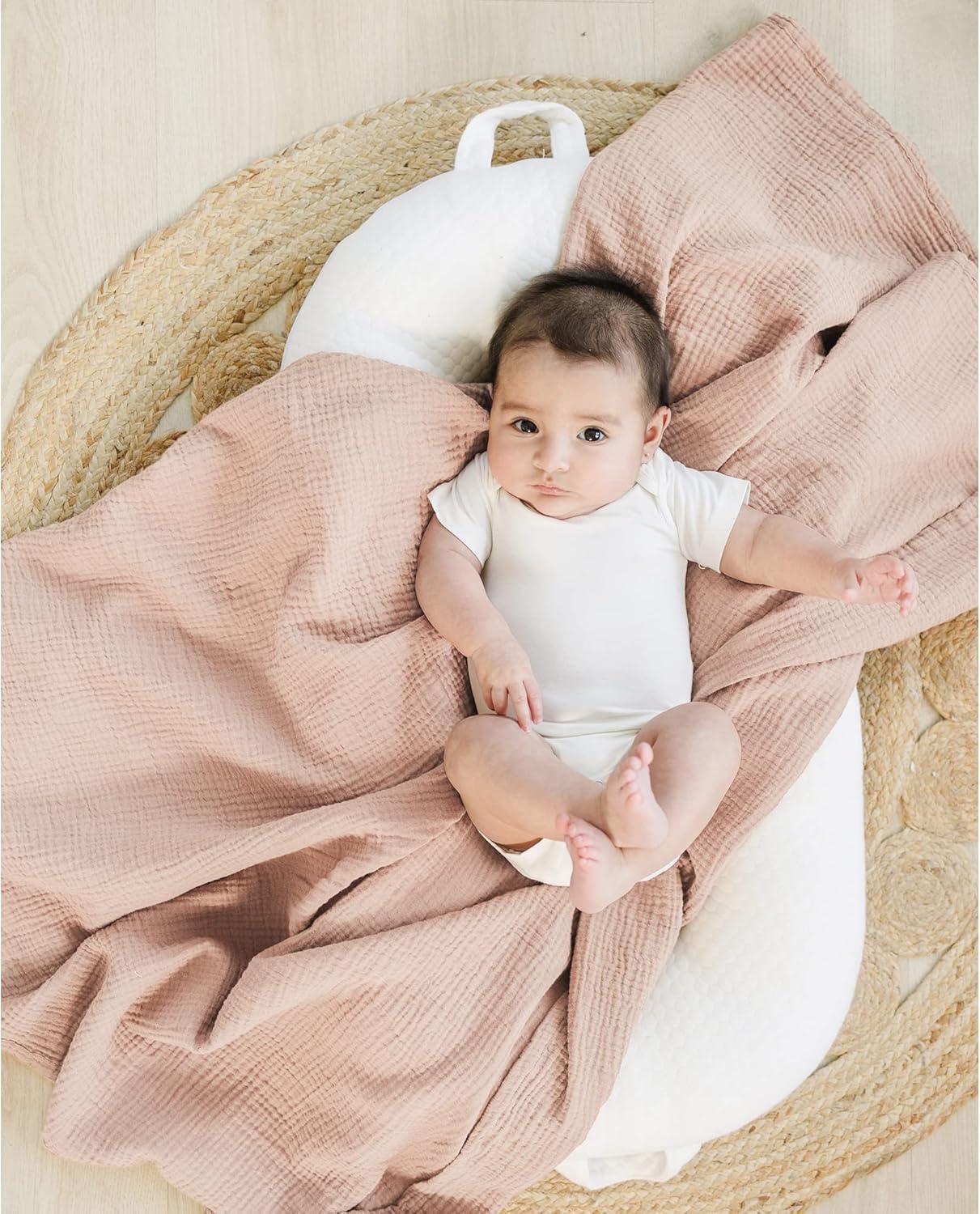 imageKonssy 3 Pack Muslin Swaddle Blankets for Unisex Newborn Receiving Blanket Large 47 x 47 inches Soft Breathable Muslin Baby Swaddles for Boys ampamp GirlsChestnut