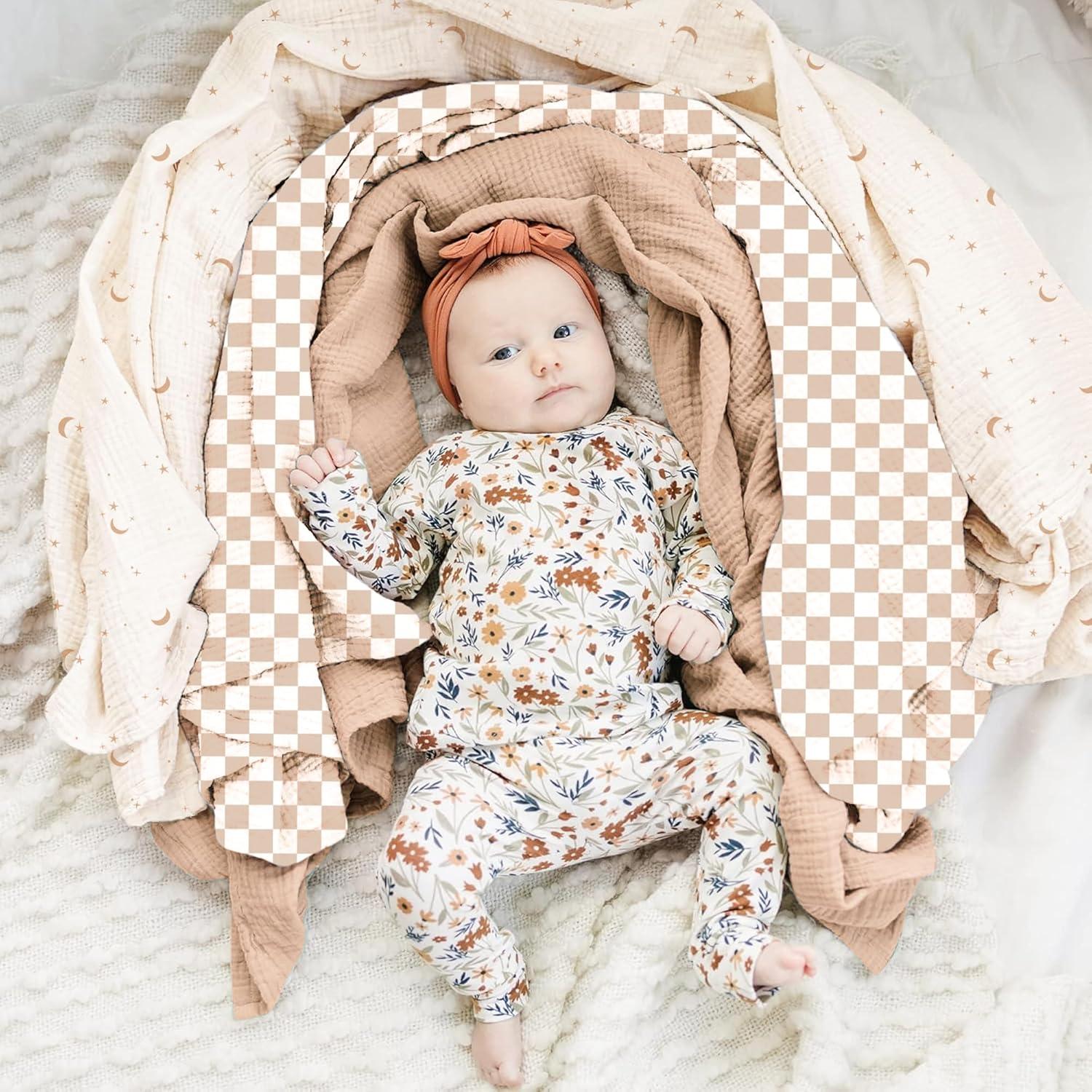 imageKonssy 3 Pack Muslin Swaddle Blankets for Unisex Newborn Receiving Blanket Large 47 x 47 inches Soft Breathable Muslin Baby Swaddles for Boys ampamp GirlsMoon