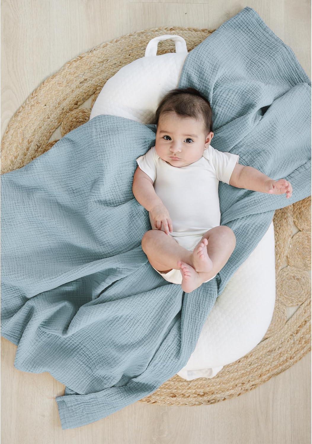 imageKonssy 3 Pack Muslin Swaddle Blankets for Unisex Newborn Receiving Blanket Large 47 x 47 inches Soft Breathable Muslin Baby Swaddles for Boys ampamp GirlsWhale
