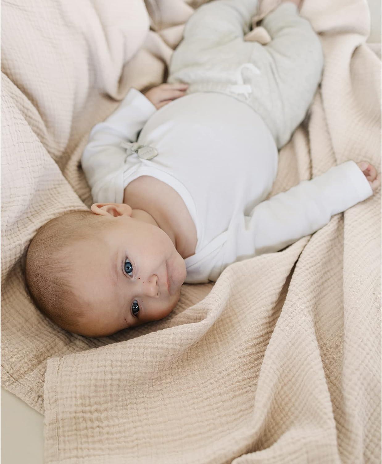 imageKonssy 3 Pack Muslin Swaddle Blankets for Unisex Newborn Receiving Blanket Large 47 x 47 inches Soft Breathable Muslin Baby Swaddles for Boys ampamp GirlsBrown