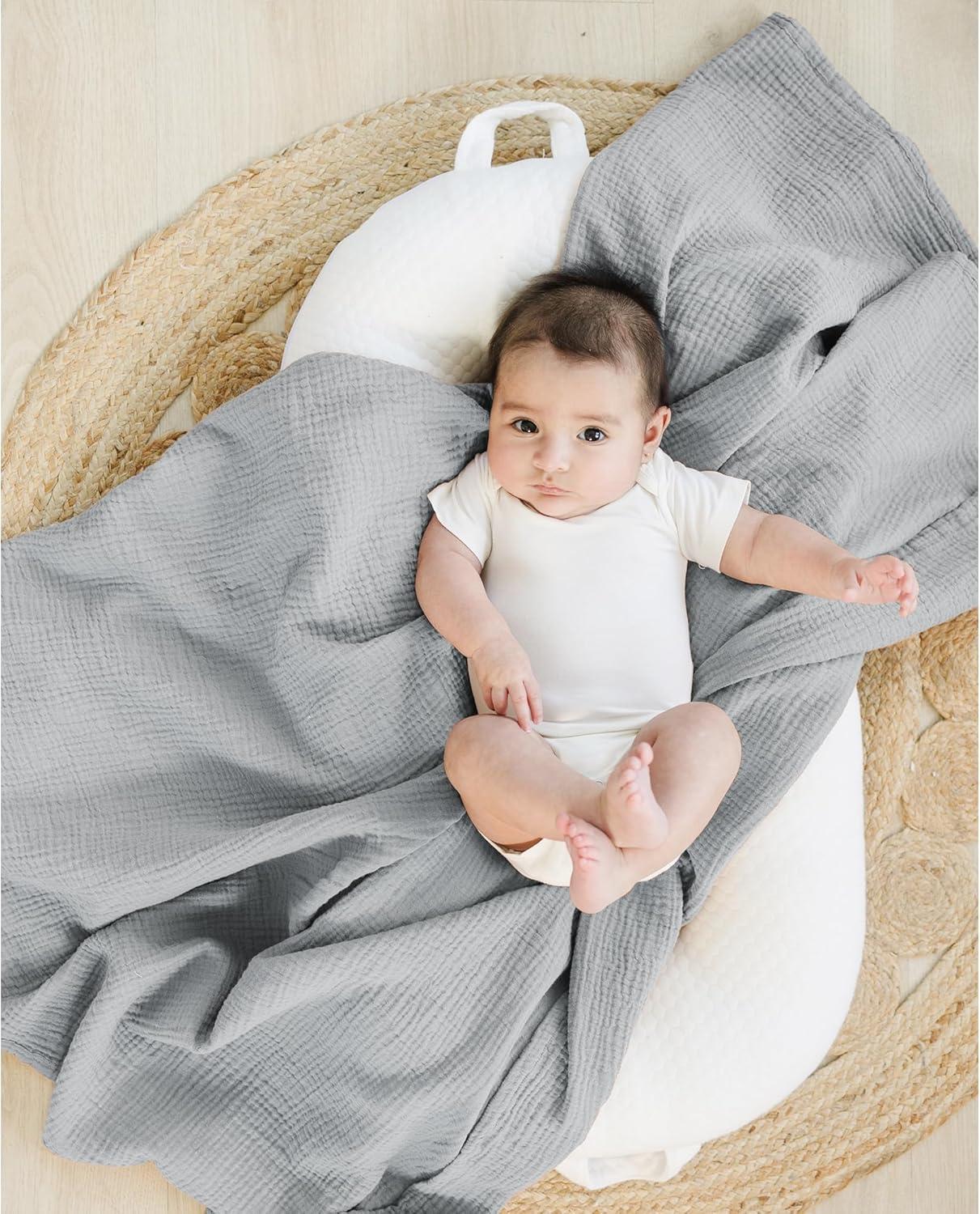 imageKonssy 3 Pack Muslin Swaddle Blankets for Unisex Newborn Receiving Blanket Large 47 x 47 inches Soft Breathable Muslin Baby Swaddles for Boys ampamp GirlsGrey