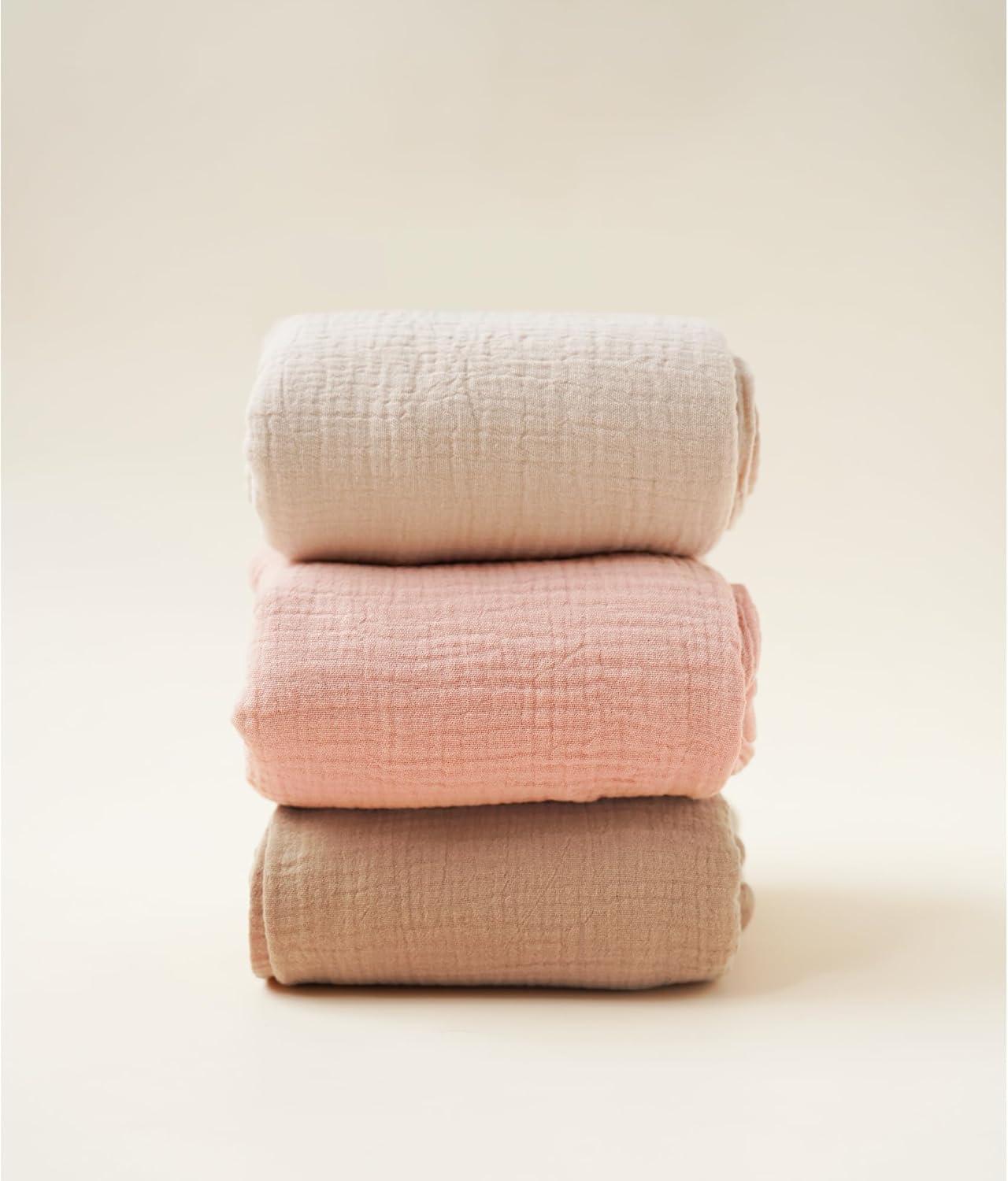 imageKonssy 3 Pack Muslin Swaddle Blankets for Unisex Newborn Receiving Blanket Large 47 x 47 inches Soft Breathable Muslin Baby Swaddles for Boys ampamp GirlsPink