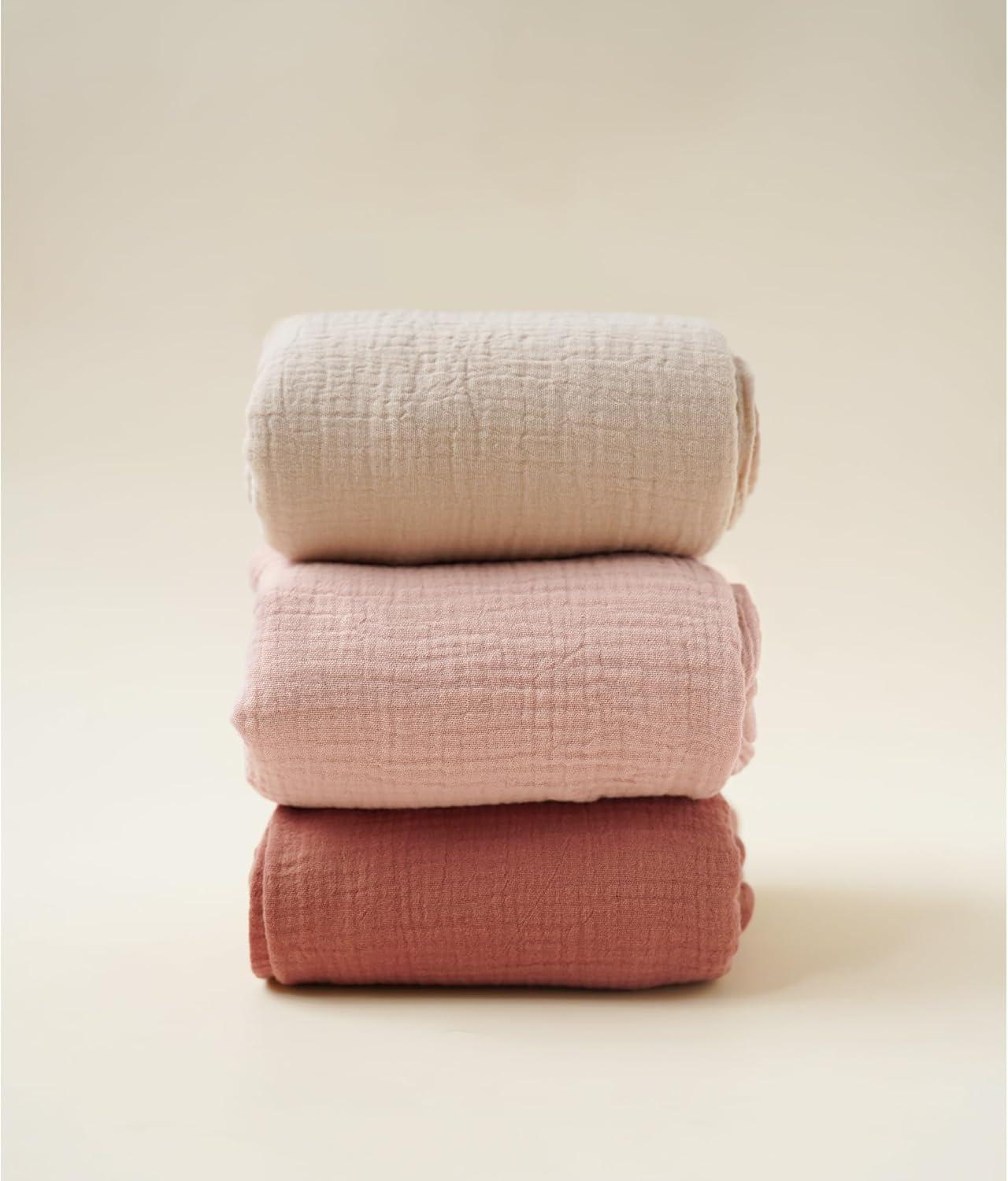 imageKonssy 3 Pack Muslin Swaddle Blankets for Unisex Newborn Receiving Blanket Large 47 x 47 inches Soft Breathable Muslin Baby Swaddles for Boys ampamp GirlsChestnut