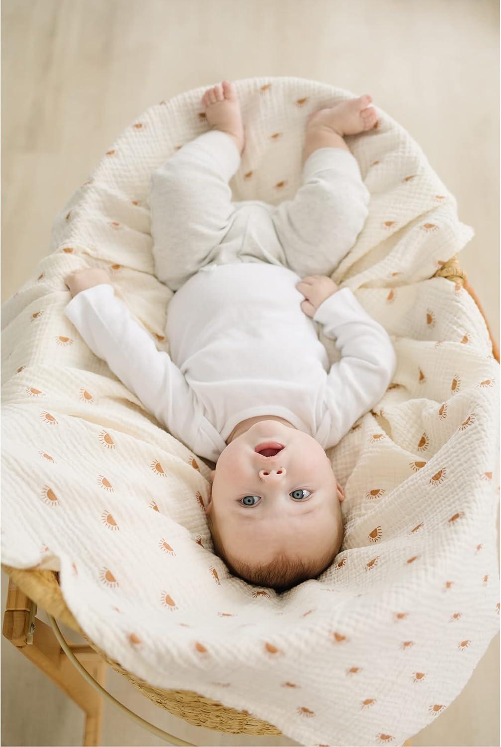 imageKonssy 3 Pack Muslin Swaddle Blankets for Unisex Newborn Receiving Blanket Large 47 x 47 inches Soft Breathable Muslin Baby Swaddles for Boys ampamp GirlsSun