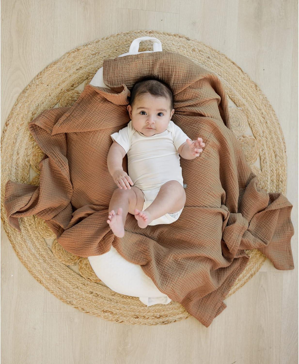 imageKonssy 3 Pack Muslin Swaddle Blankets for Unisex Newborn Receiving Blanket Large 47 x 47 inches Soft Breathable Muslin Baby Swaddles for Boys ampamp GirlsBrown