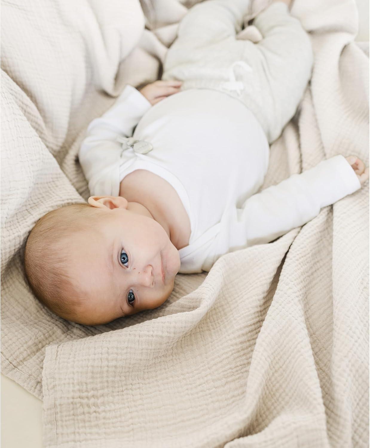 imageKonssy 3 Pack Muslin Swaddle Blankets for Unisex Newborn Receiving Blanket Large 47 x 47 inches Soft Breathable Muslin Baby Swaddles for Boys ampamp GirlsGreen Leaves