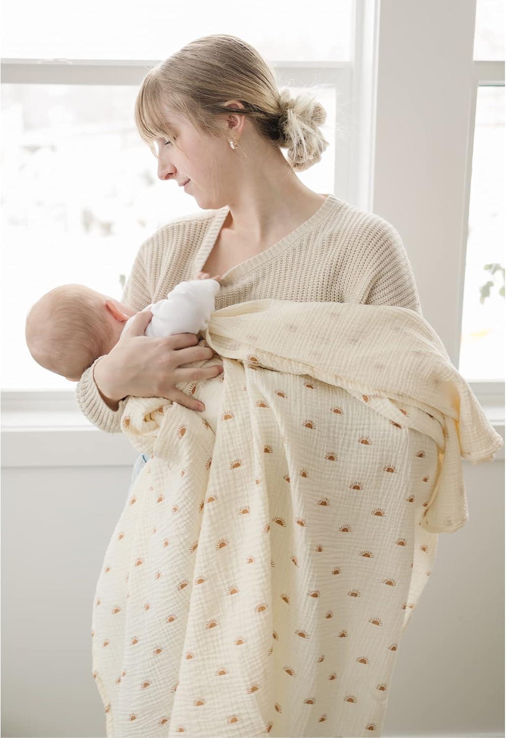 imageKonssy 3 Pack Muslin Swaddle Blankets for Unisex Newborn Receiving Blanket Large 47 x 47 inches Soft Breathable Muslin Baby Swaddles for Boys ampamp GirlsSun