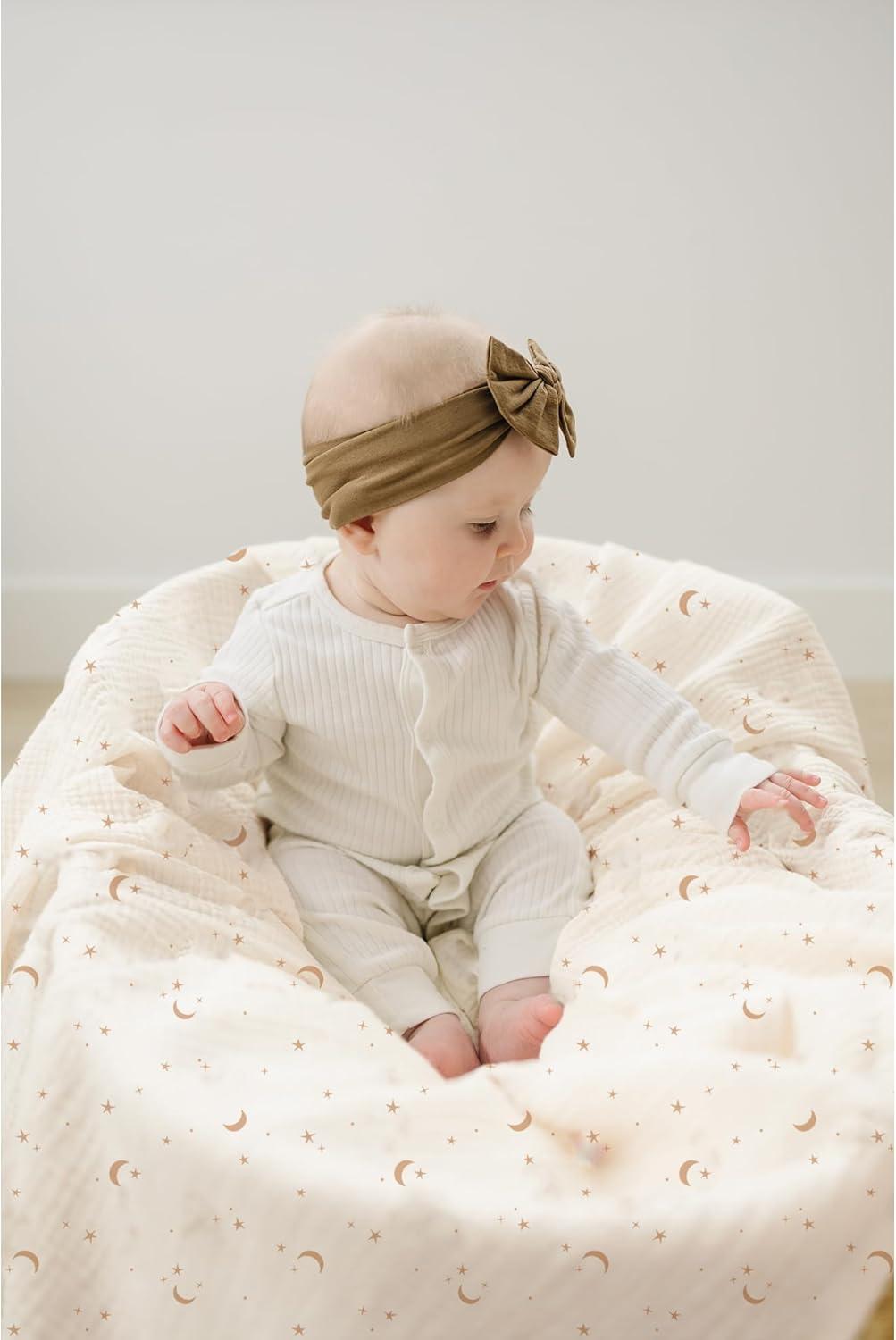 imageKonssy 3 Pack Muslin Swaddle Blankets for Unisex Newborn Receiving Blanket Large 47 x 47 inches Soft Breathable Muslin Baby Swaddles for Boys ampamp GirlsMoon
