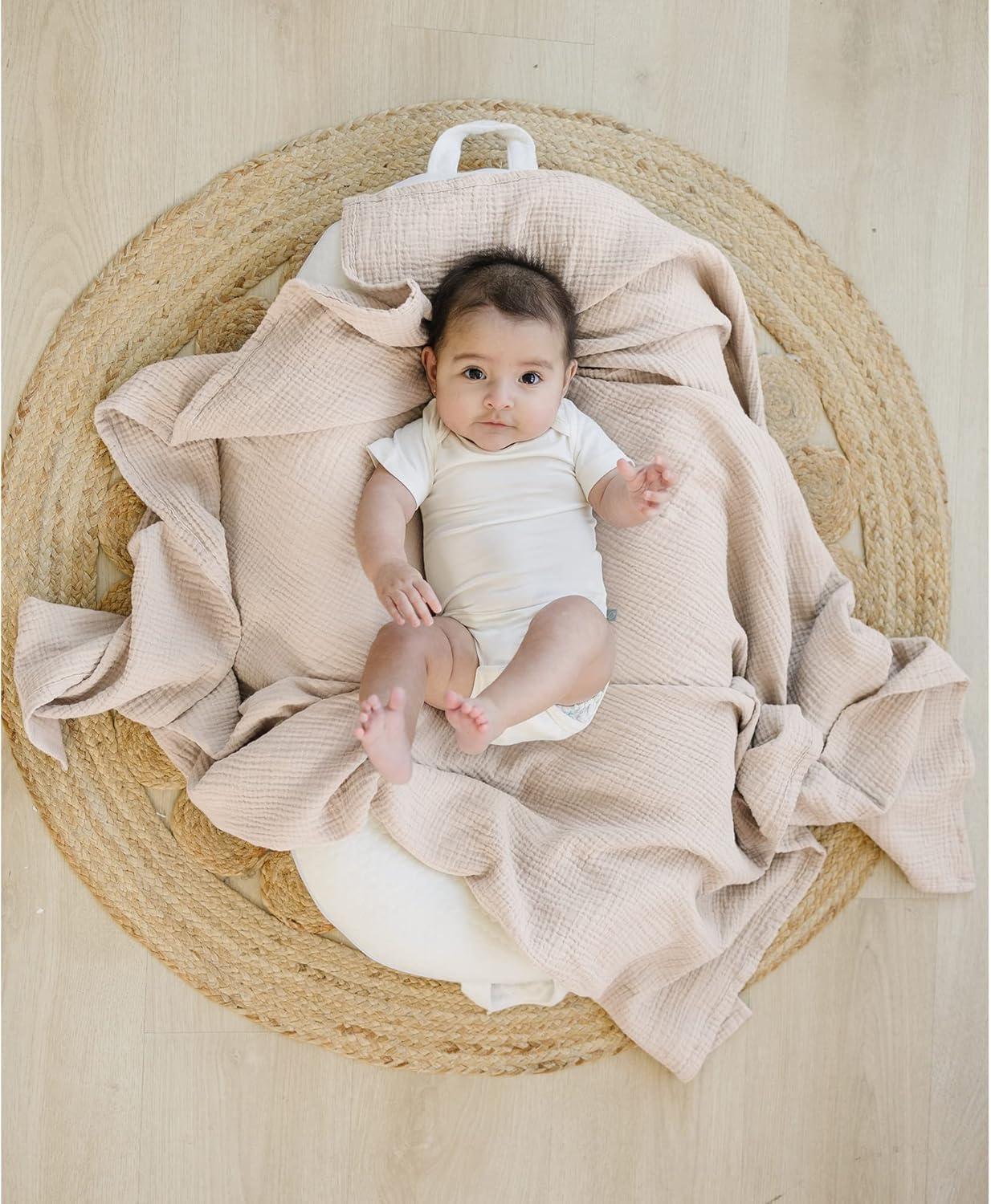 imageKonssy 3 Pack Muslin Swaddle Blankets for Unisex Newborn Receiving Blanket Large 47 x 47 inches Soft Breathable Muslin Baby Swaddles for Boys ampamp GirlsBlue