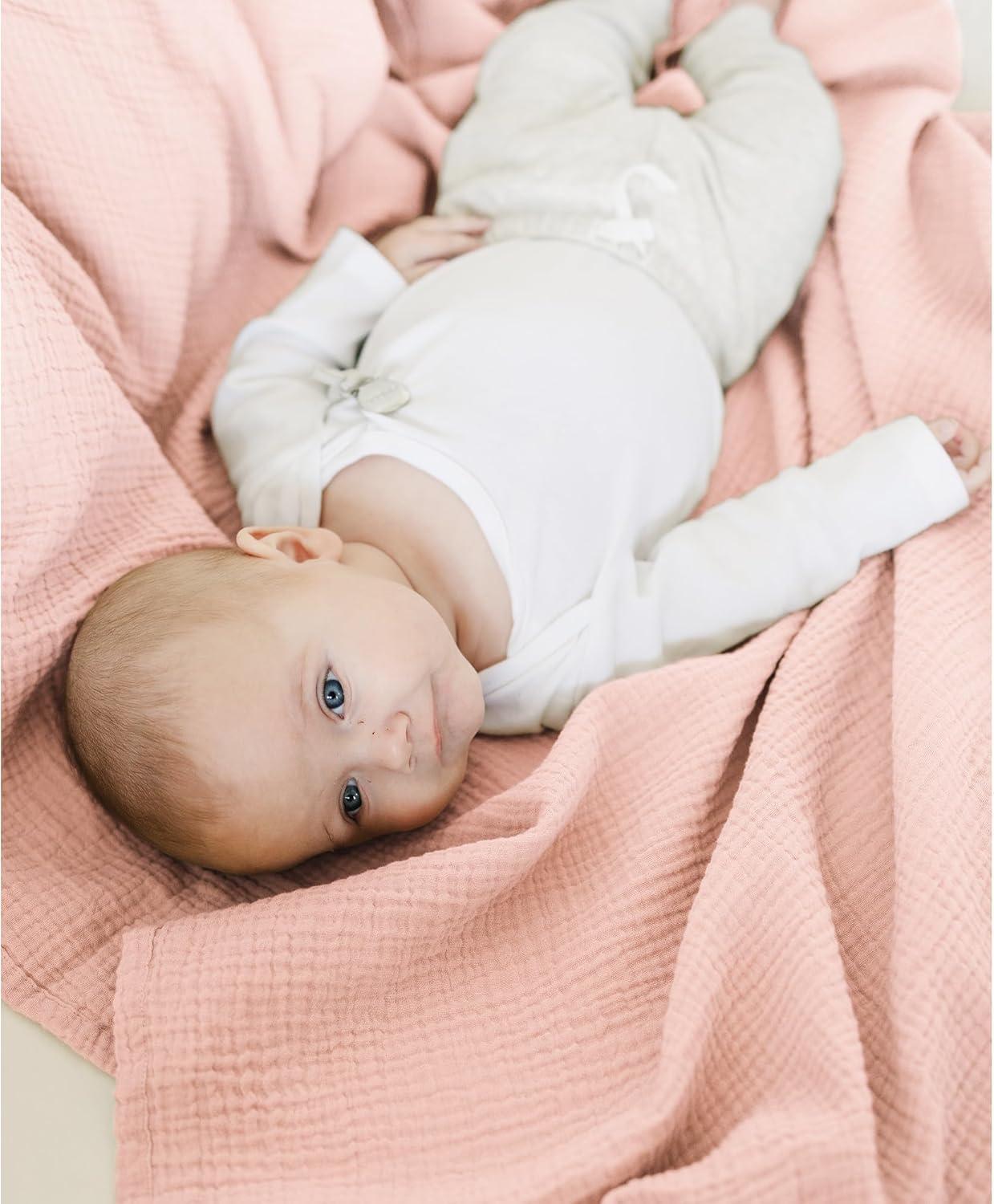 imageKonssy 3 Pack Muslin Swaddle Blankets for Unisex Newborn Receiving Blanket Large 47 x 47 inches Soft Breathable Muslin Baby Swaddles for Boys ampamp GirlsPink