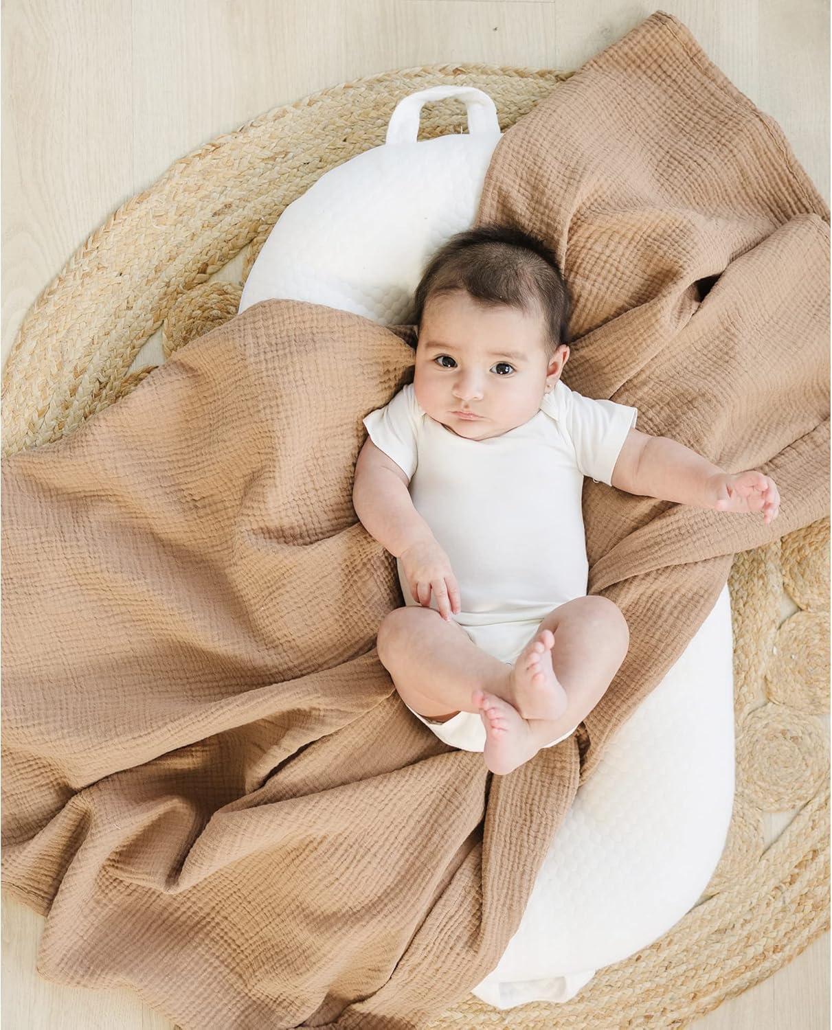 imageKonssy 3 Pack Muslin Swaddle Blankets for Unisex Newborn Receiving Blanket Large 47 x 47 inches Soft Breathable Muslin Baby Swaddles for Boys ampamp GirlsBrown