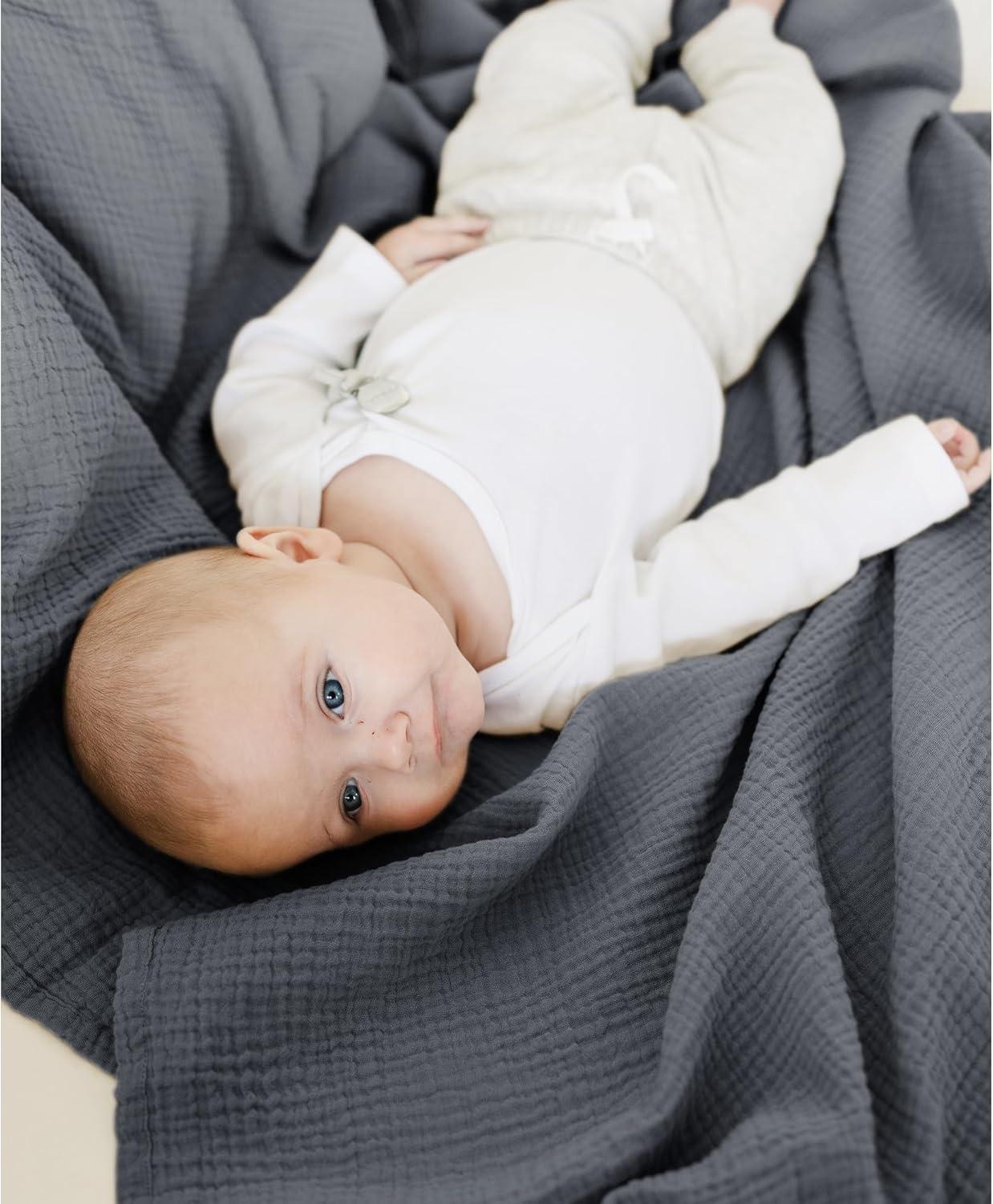 imageKonssy 3 Pack Muslin Swaddle Blankets for Unisex Newborn Receiving Blanket Large 47 x 47 inches Soft Breathable Muslin Baby Swaddles for Boys ampamp GirlsGrey