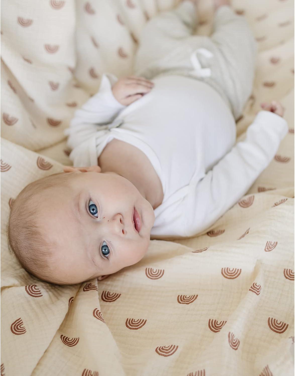 imageKonssy 3 Pack Muslin Swaddle Blankets for Unisex Newborn Receiving Blanket Large 47 x 47 inches Soft Breathable Muslin Baby Swaddles for Boys ampamp GirlsRainbow