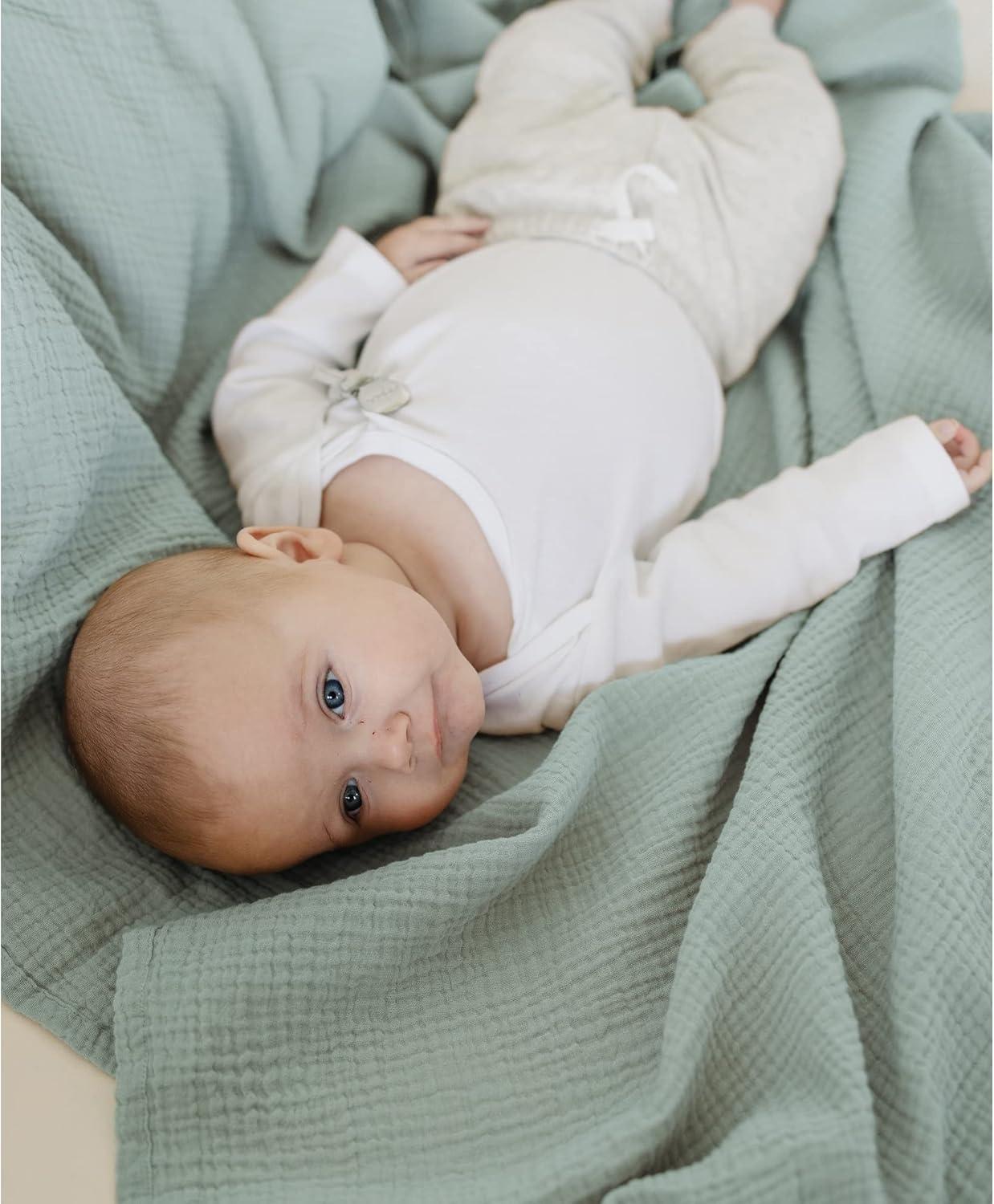 imageKonssy 3 Pack Muslin Swaddle Blankets for Unisex Newborn Receiving Blanket Large 47 x 47 inches Soft Breathable Muslin Baby Swaddles for Boys ampamp GirlsBlue
